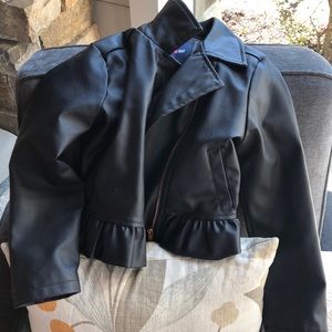 Faux leather cropped jacket